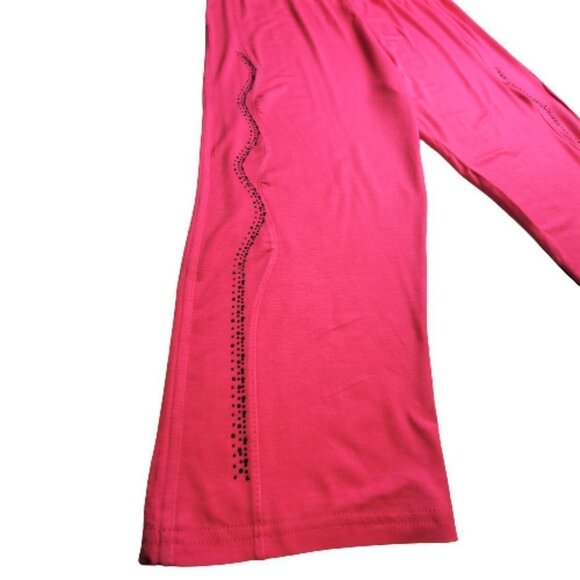 FUCHSIA Pink Elastic Waist Cotton Poly Capri Pants with Sequin Accents L/XL - Picture 7 of 9